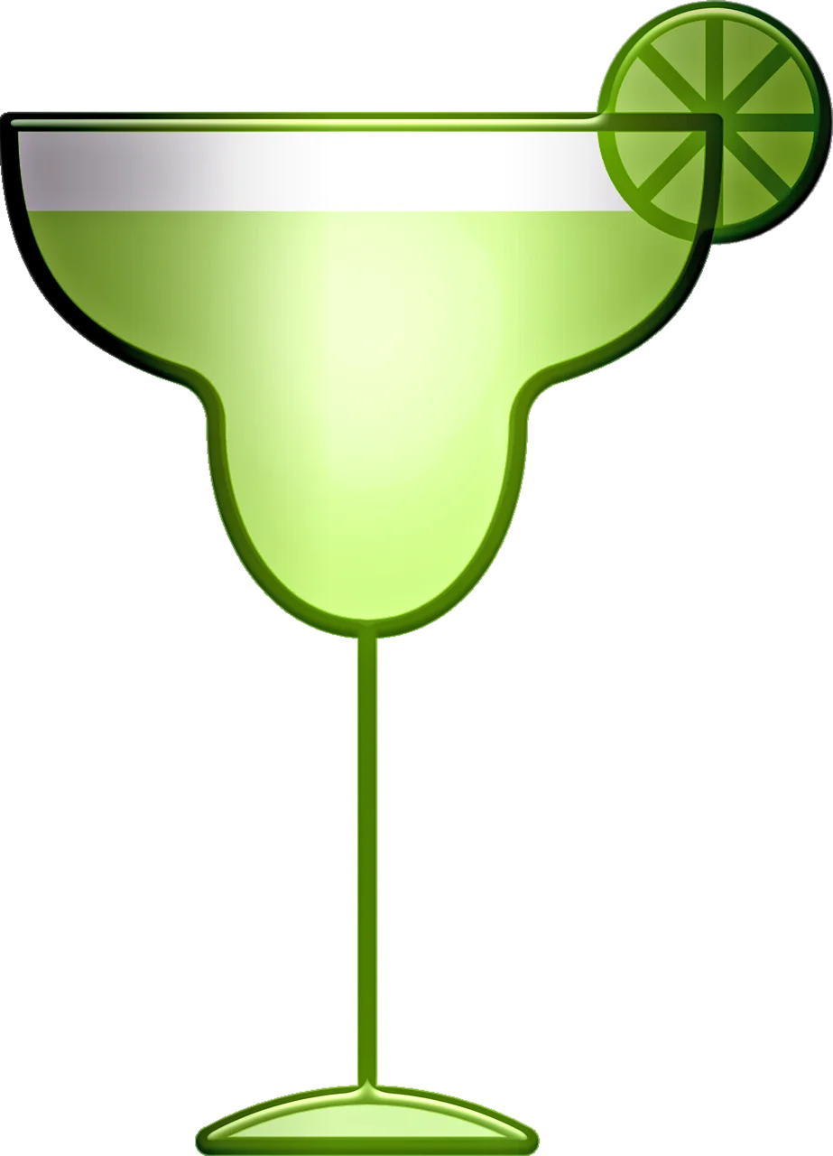 Lime Green Margarita Cocktail Clipart with Citrus Wedge Accent
