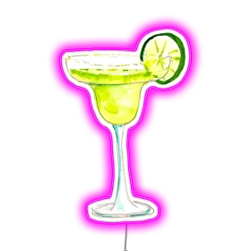 Neon Lime Margarita Cocktail Clipart with Electrifying Pink Glow Effect