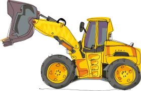 Powerful Yellow Construction Excavator Clipart Illustration with Dynamic Design