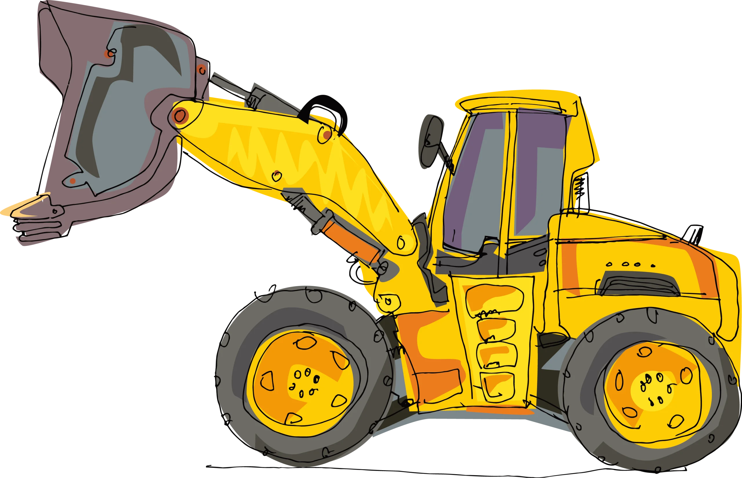 Powerful Yellow Construction Excavator Clipart Illustration with Dynamic Design