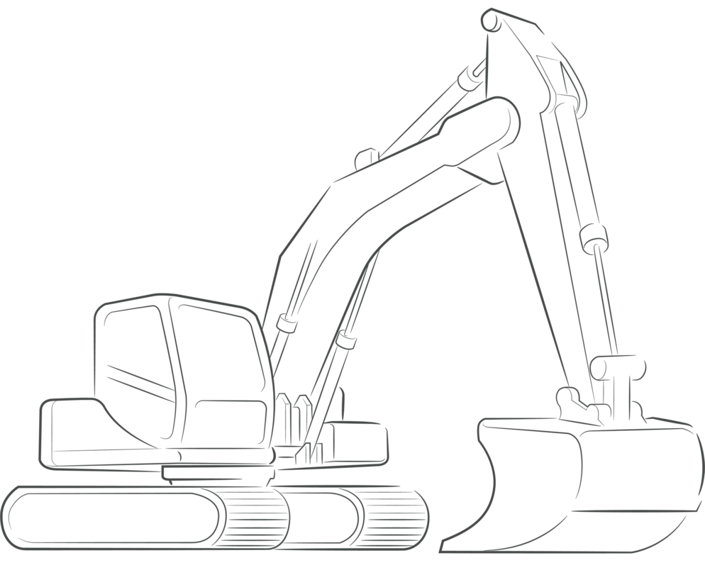 Precision Engineering Meets Construction: Detailed Excavator Machinery Clipart Illustration
