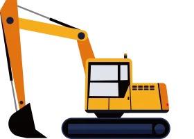 Professional Yellow and Blue Construction Excavator Clipart Design