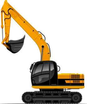 Professional Yellow Heavy-Duty Excavator Construction Machinery Clipart Design