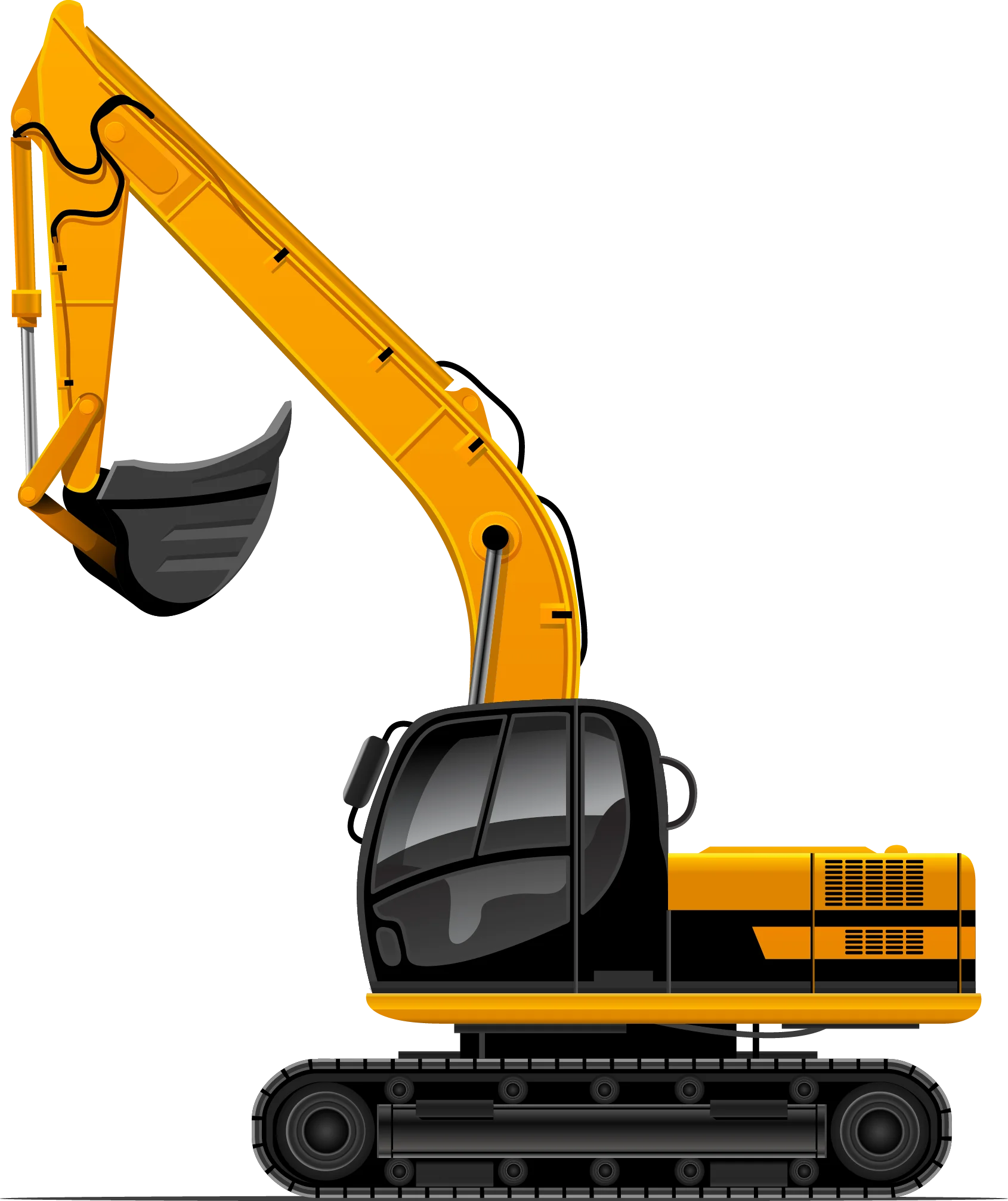 Professional Yellow Heavy-Duty Excavator Construction Machinery Clipart Design