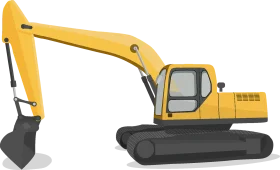Professional Yellow Heavy Machinery Excavator Clipart Illustration for Construction Graphic
