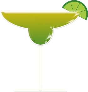 Refreshing Lime Green Margarita Cocktail Clipart with Citrus Wedge Accent