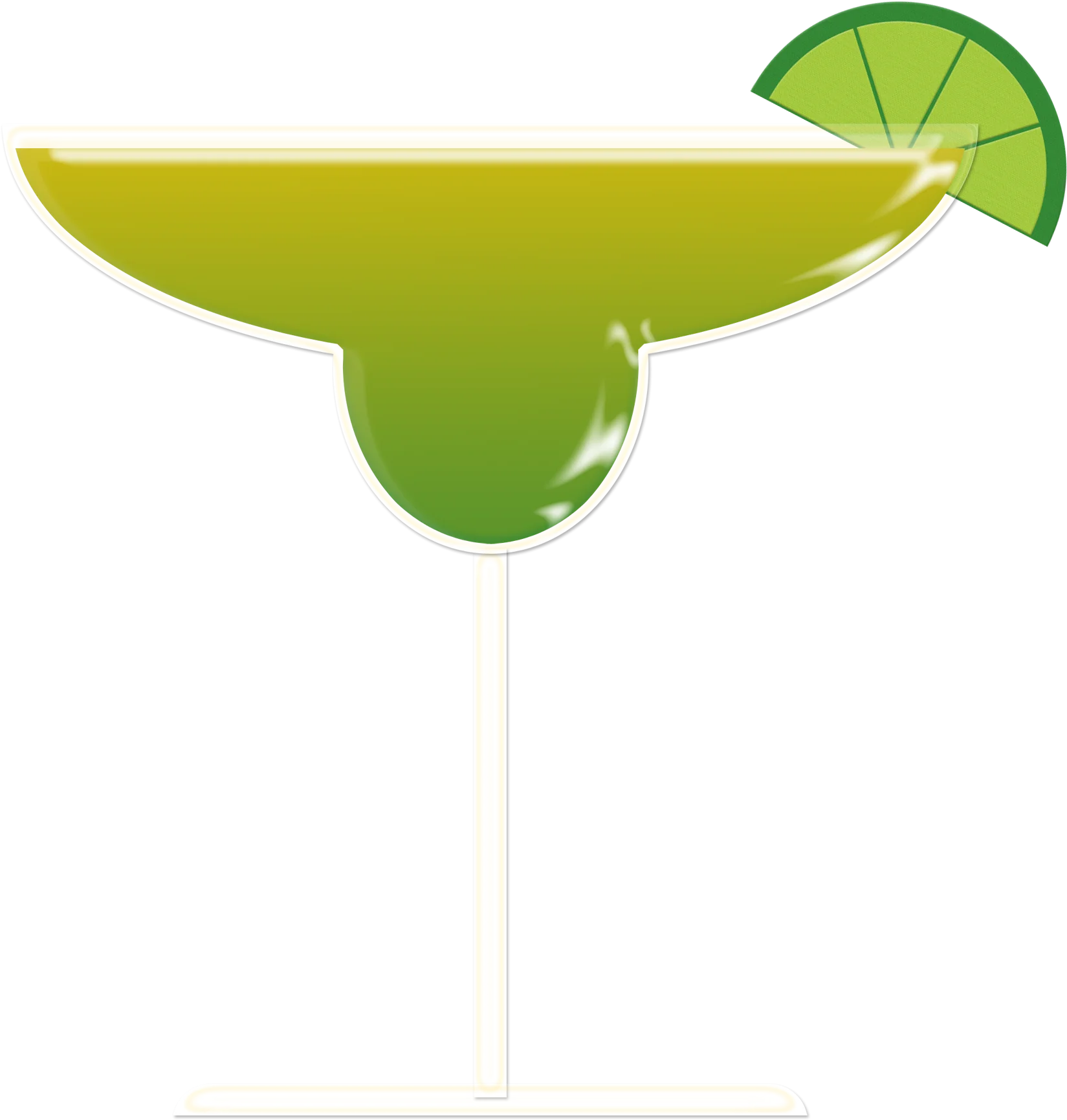 Refreshing Lime Green Margarita Cocktail Clipart with Citrus Wedge Accent