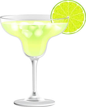 Refreshing Lime Margarita Cocktail Clipart with Citrus Garnish and Ice