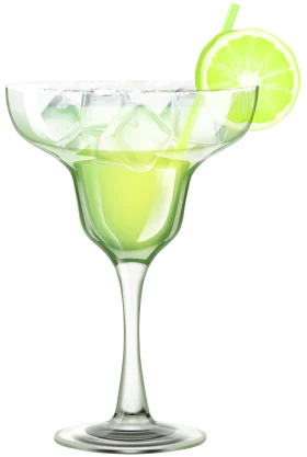 Refreshing Lime Margarita Cocktail Clipart with Ice and Citrus Garnish