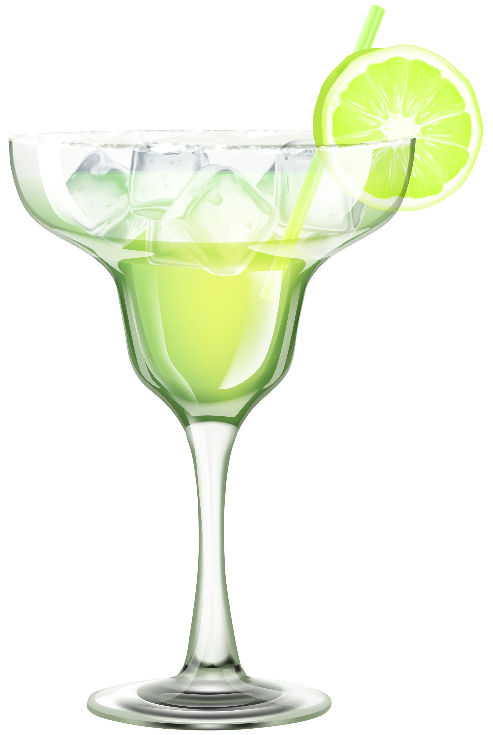 Refreshing Lime Margarita Cocktail Clipart with Ice and Citrus Garnish