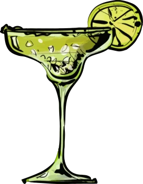 Refreshing Lime Margarita Cocktail Clipart with Salt Rim and Citrus Slice