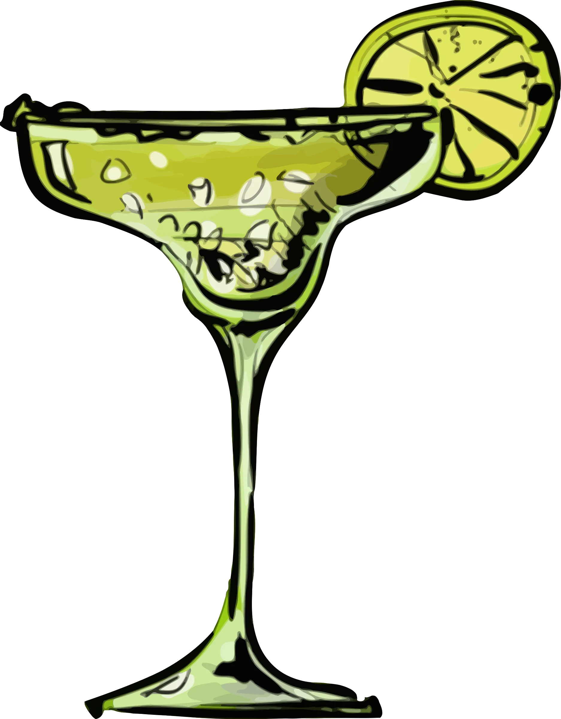 Refreshing Lime Margarita Cocktail Clipart with Salt Rim and Citrus Slice