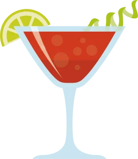 Refreshing Red Cocktail Clipart with Lime Wedge and Curled Garnish