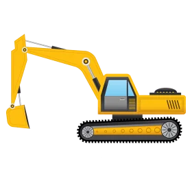 Yellow Heavy-Duty Construction Excavator Clipart Design for Engineering Projects