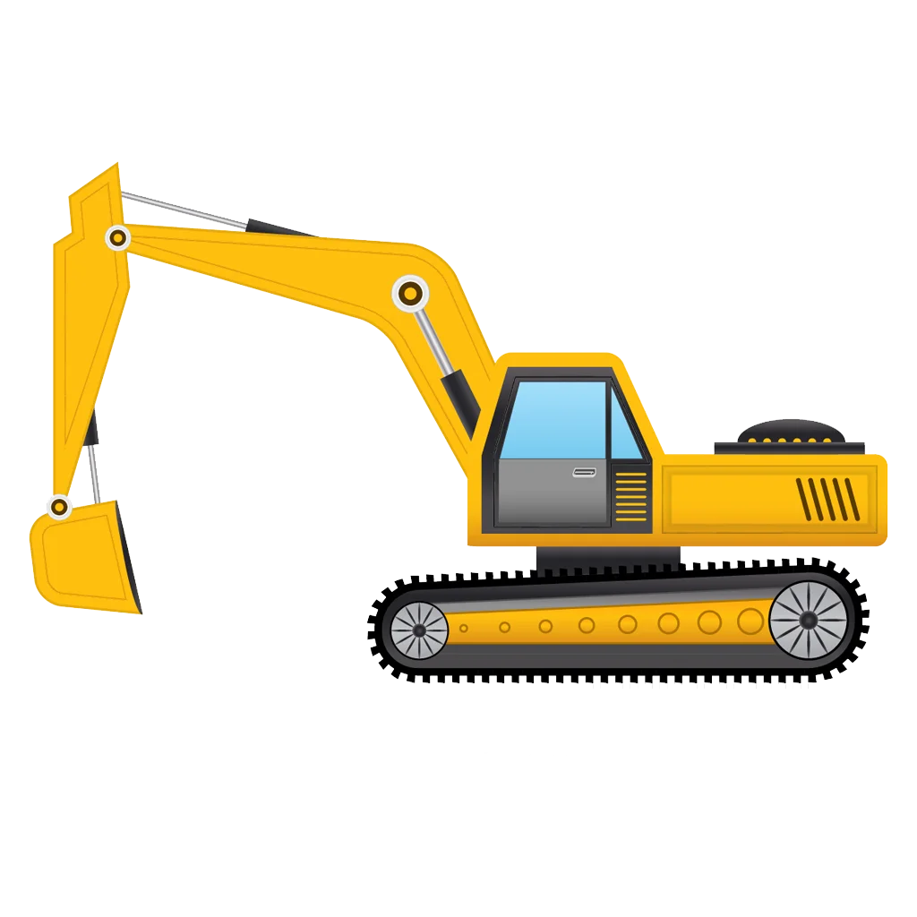 Yellow Heavy-Duty Construction Excavator Clipart Design for Engineering Projects