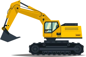 Yellow Industrial Construction Excavator Clipart Graphic Design Element