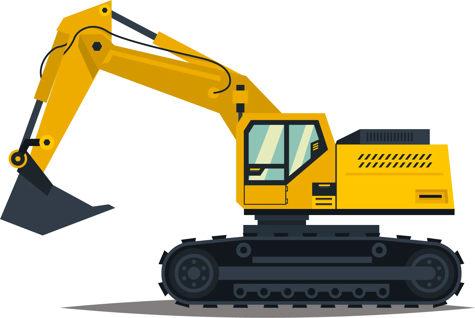 Yellow Industrial Construction Excavator Clipart Graphic Design Element