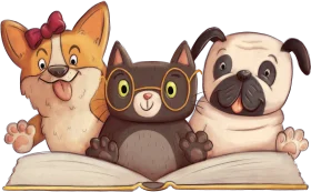 Adorable Animal Readers: A Cute Reading Clipart Illustration of Furry Friends