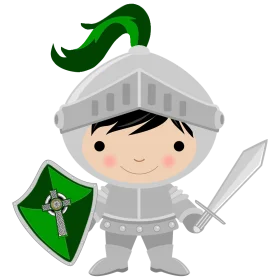 Adorable Chibi Medieval Warrior Knight Clipart with Emerald Accents