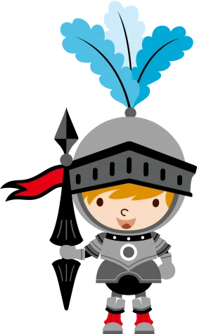 Adorable Medieval Warrior Clipart: Chibi Knight in Shining Armor with Playful Style