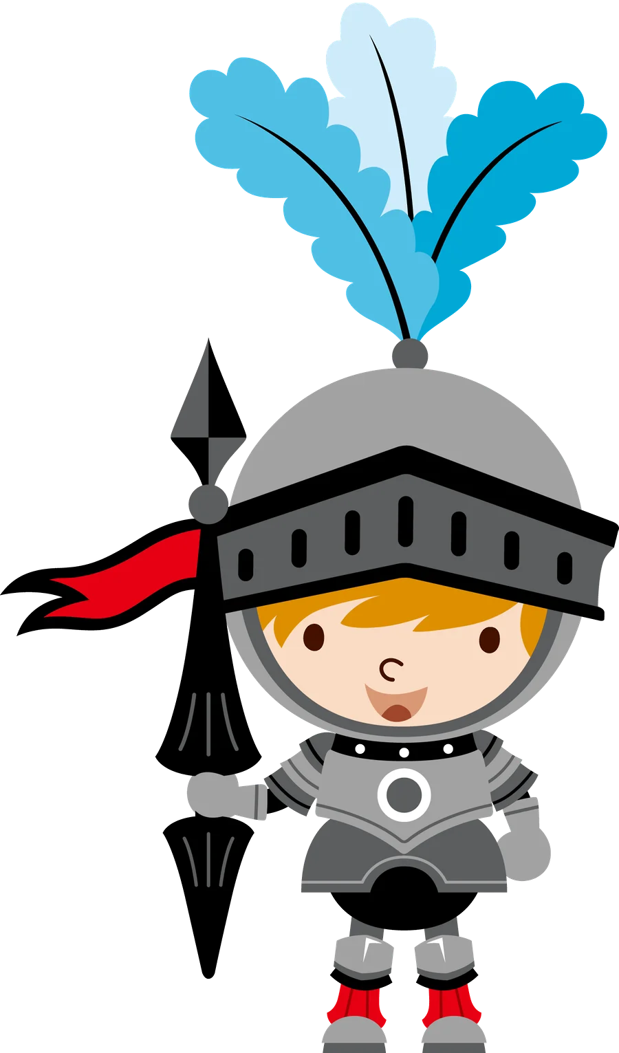 Adorable Medieval Warrior Clipart: Chibi Knight in Shining Armor with Playful Style
