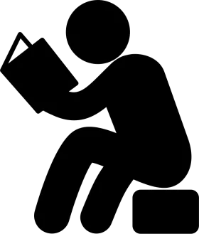 Black and White Reading Clipart Silhouette of a Studious Figure Engaged in Literature