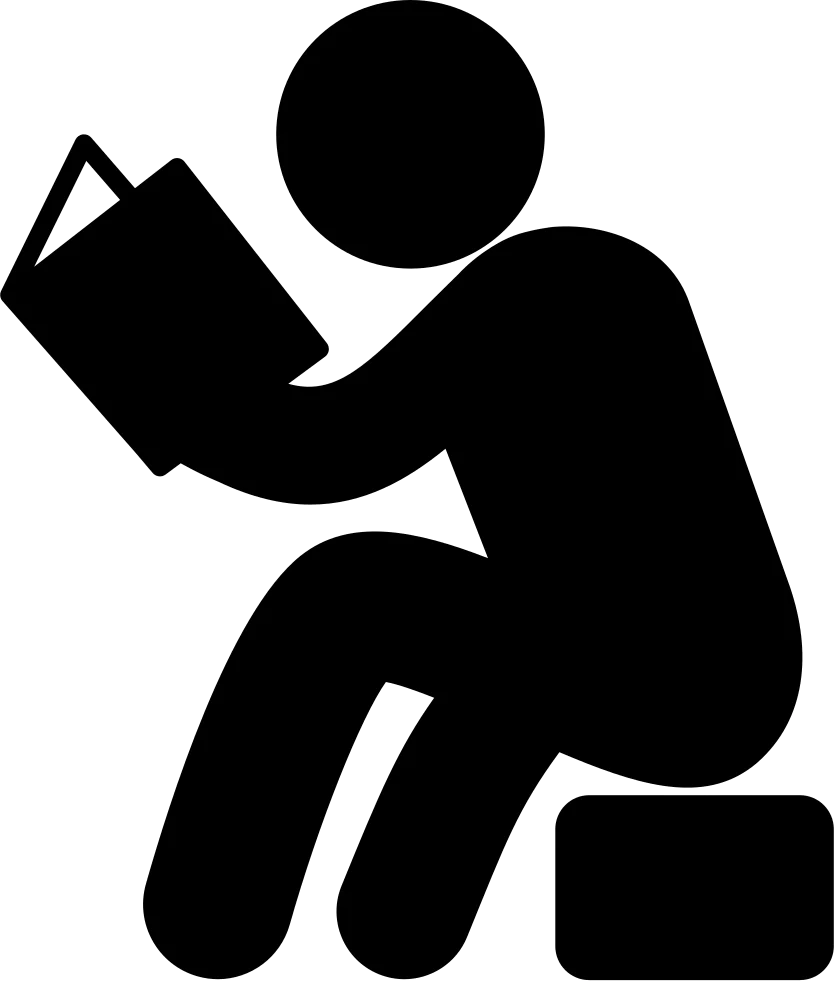 Black and White Reading Clipart Silhouette of a Studious Figure Engaged in Literature