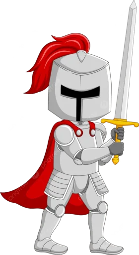 Brave Medieval Knight in Shining Armor Cartoon Clipart Illustration