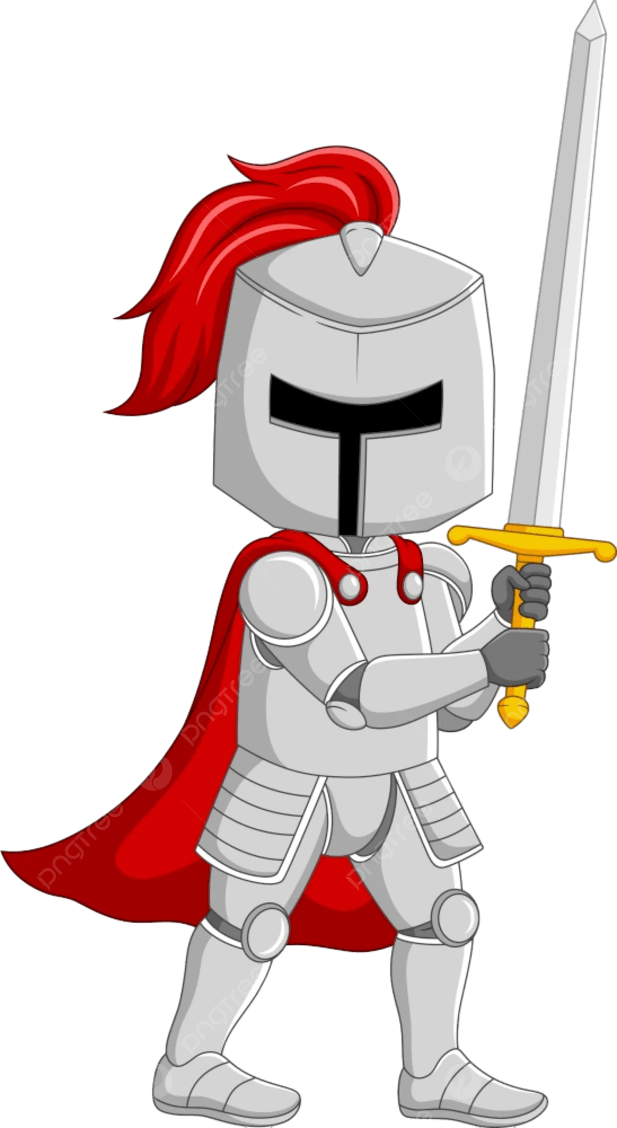 Brave Medieval Knight in Shining Armor Cartoon Clipart Illustration