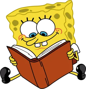 Cheerful Yellow Cartoon Character Engaged in Reading Clipart Illustration