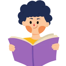 Cheerful Young Reader Enjoying a Book - Cute Educational Clipart Illustration