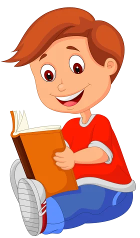Cheerful Young Reader Enjoying a Book: Engaging Educational Clipart Illustration