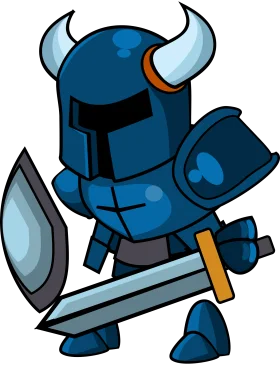 Chibi Blue Armored Knight Warrior Clipart with Horned Helmet and Sword