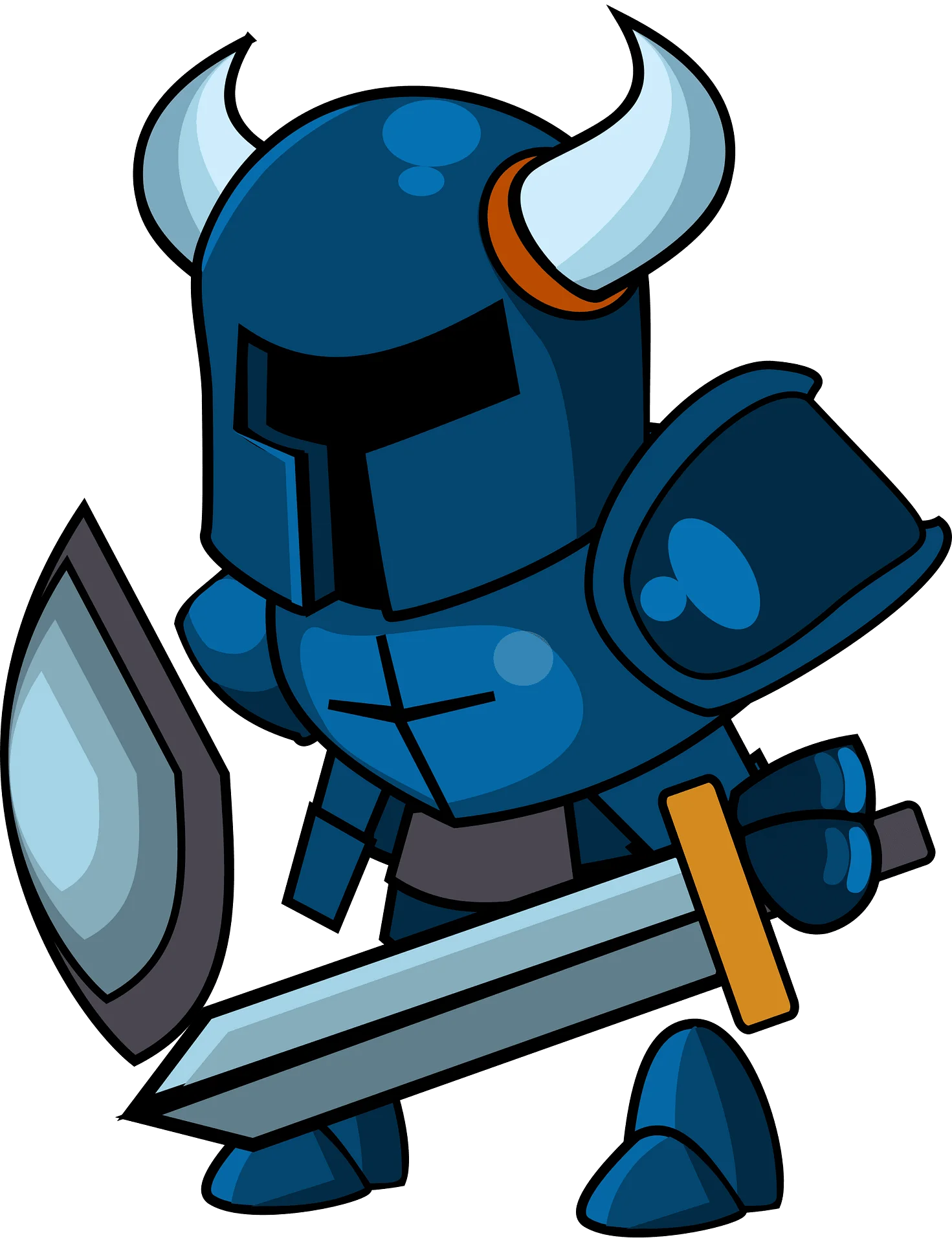 Chibi Blue Armored Knight Warrior Clipart with Horned Helmet and Sword