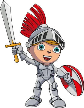 Courageous Young Medieval Knight Clipart with Shining Armor and Bold Stance