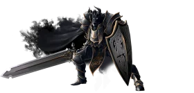 Dark Medieval Armored Warrior Clipart - Fierce Knight with Massive Shield and Sword