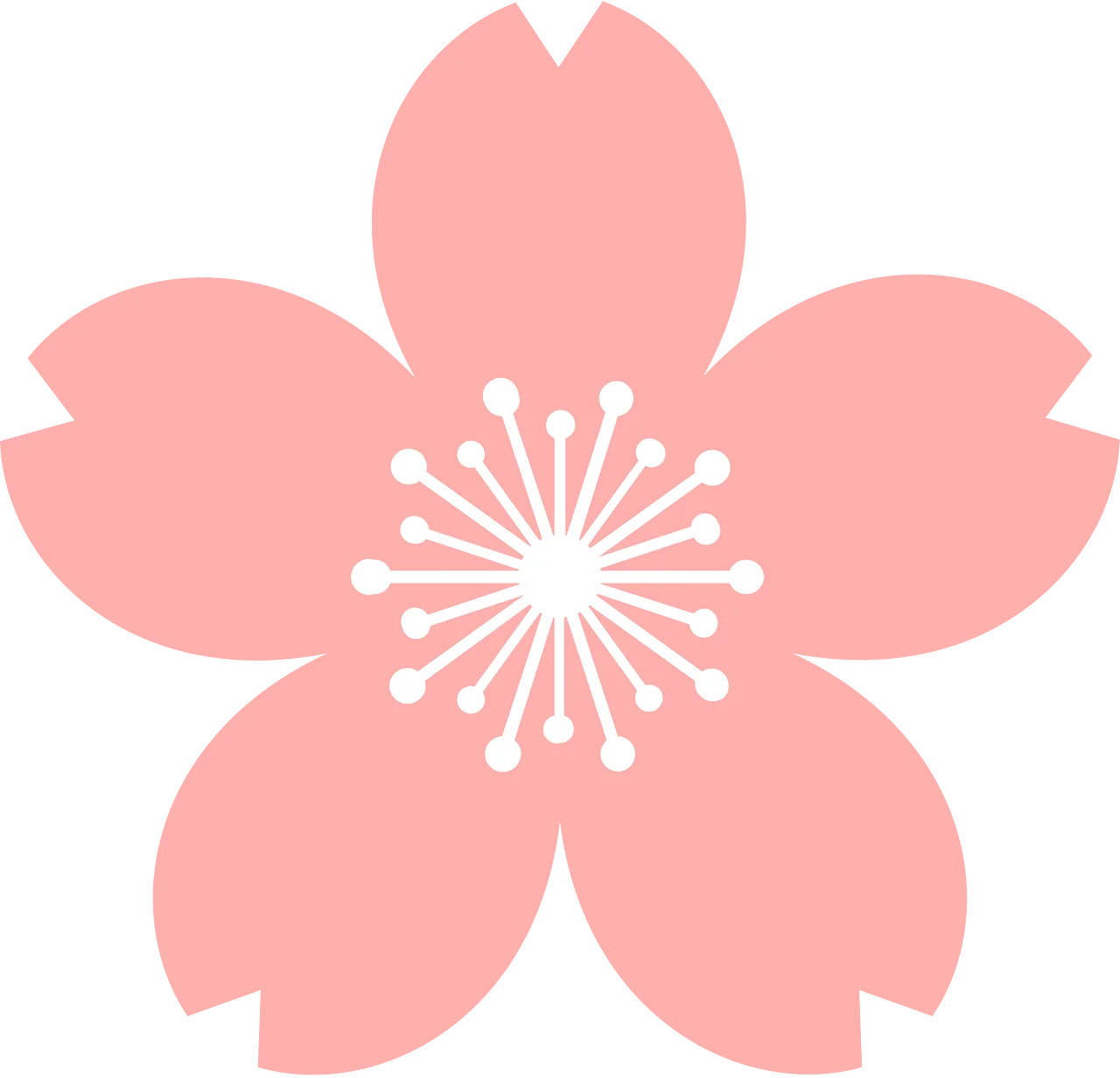 Delicate Pastel Pink Cherry Blossom Flower Simple Minimalist Clipart Design