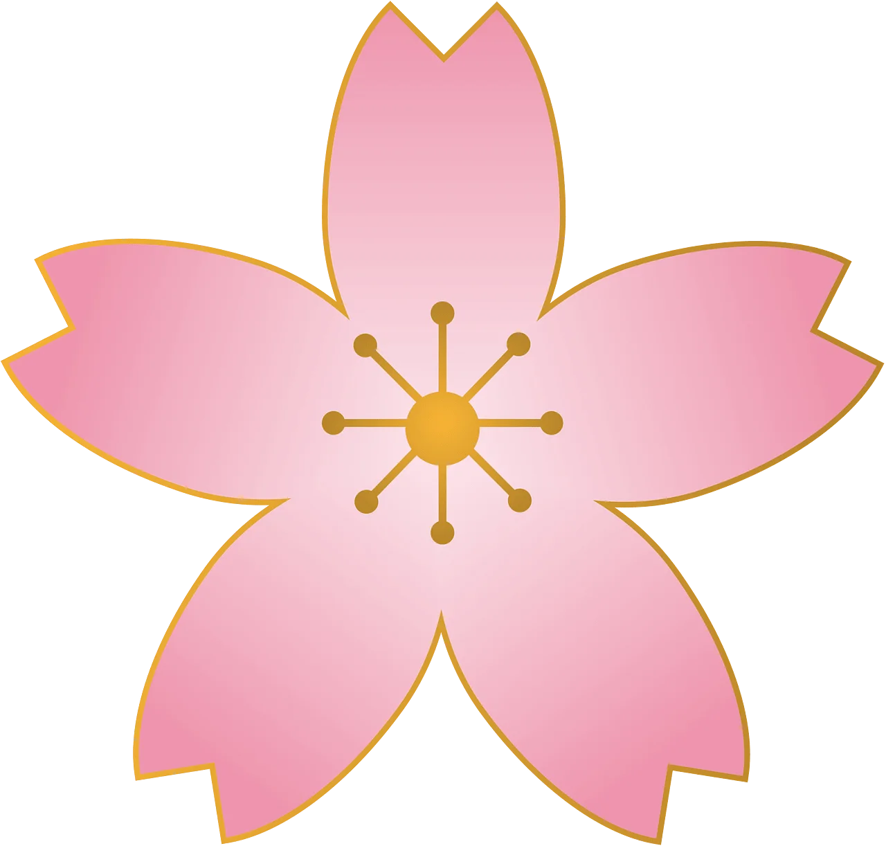 Delicate Pink Cherry Blossom Flower Clipart with Soft Golden Center Design