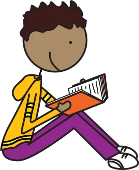 Engaging Cartoon Student Reading Book with Colorful Attire Clipart Illustration