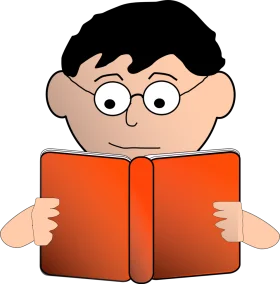 Enthusiastic Young Reader Immersed in Book - Adorable Reading Clipart Illustration