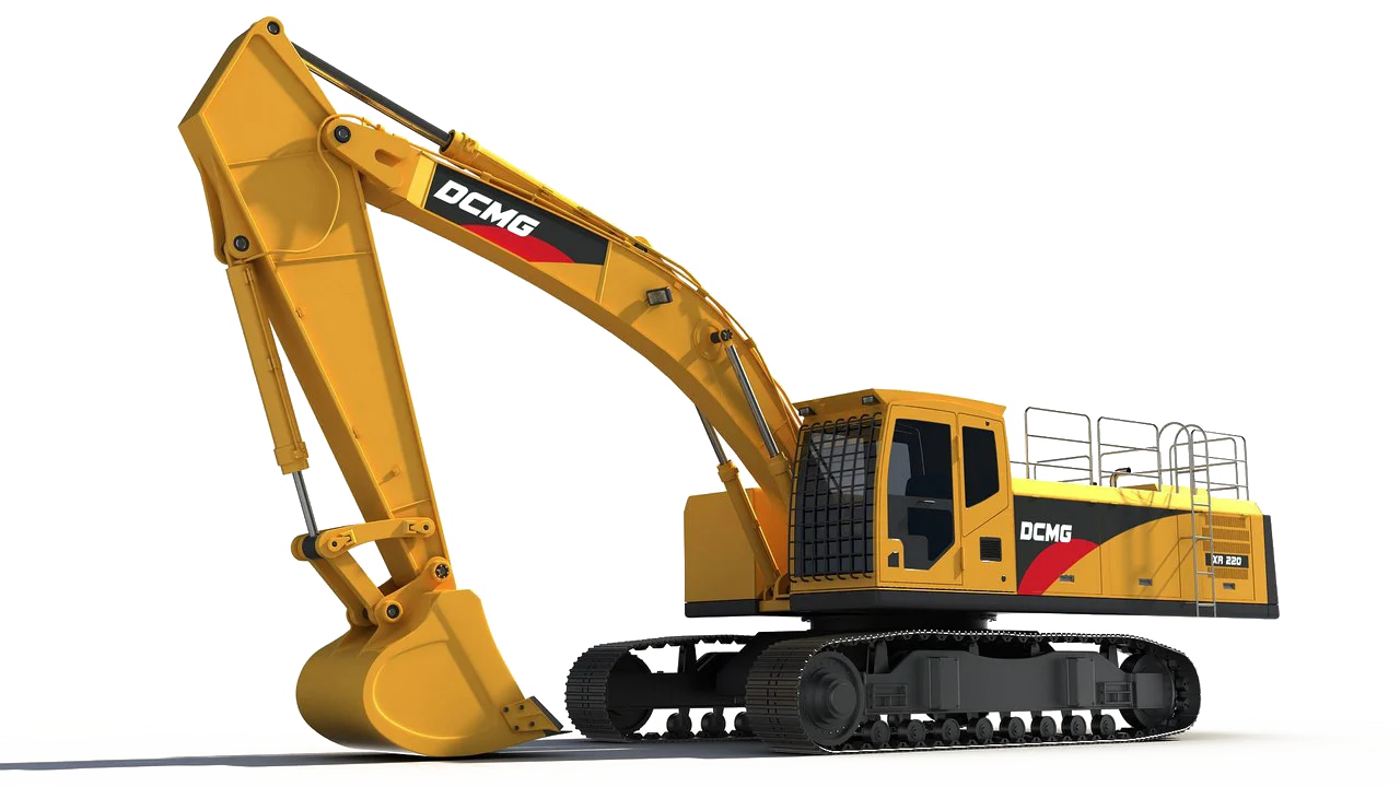 Heavy-Duty Construction Excavator Clipart - Industrial Machinery Design