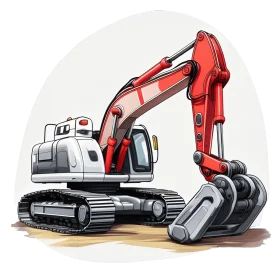 Heavy-Duty Construction Excavator Clipart: Industrial Machinery Illustration