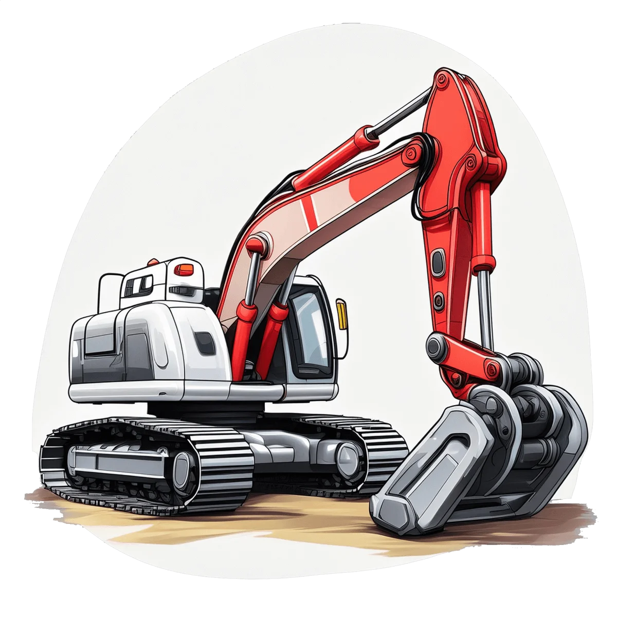 Heavy-Duty Construction Excavator Clipart: Industrial Machinery Illustration