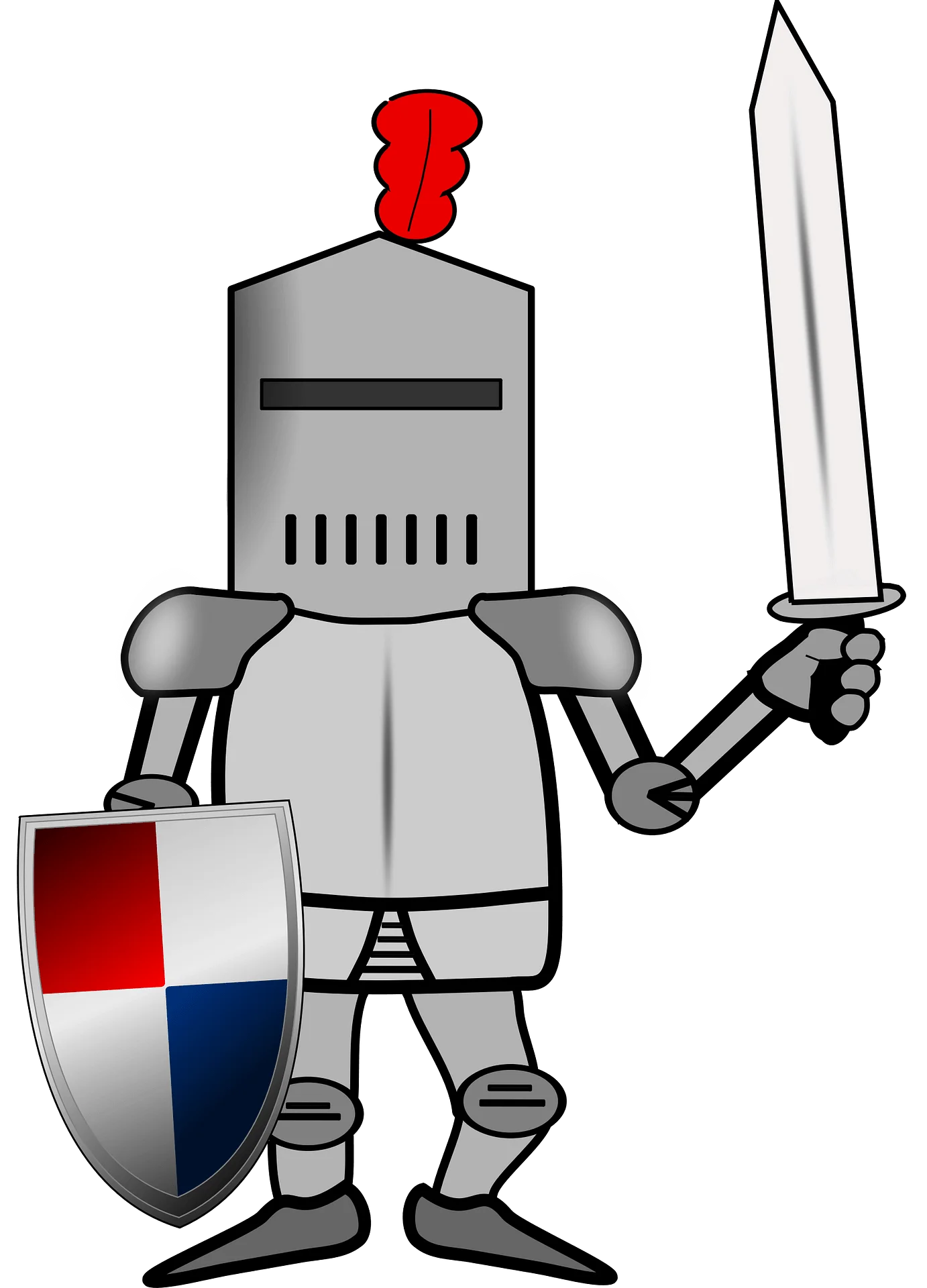 Medieval Armored Knight Clipart: Brave Warrior with Sword and Shield