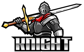 Medieval Armored Knight Warrior Mascot Logo Clipart Design with Sword