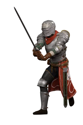 Medieval Armored Knight Warrior Standing Ready with Longsword Clipart Illustration
