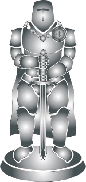 Medieval Armored Knight Warrior Statue Metallic Clipart Illustration