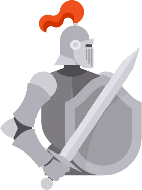 Medieval Armored Knight with Sword and Shield Stylized Clipart Illustration