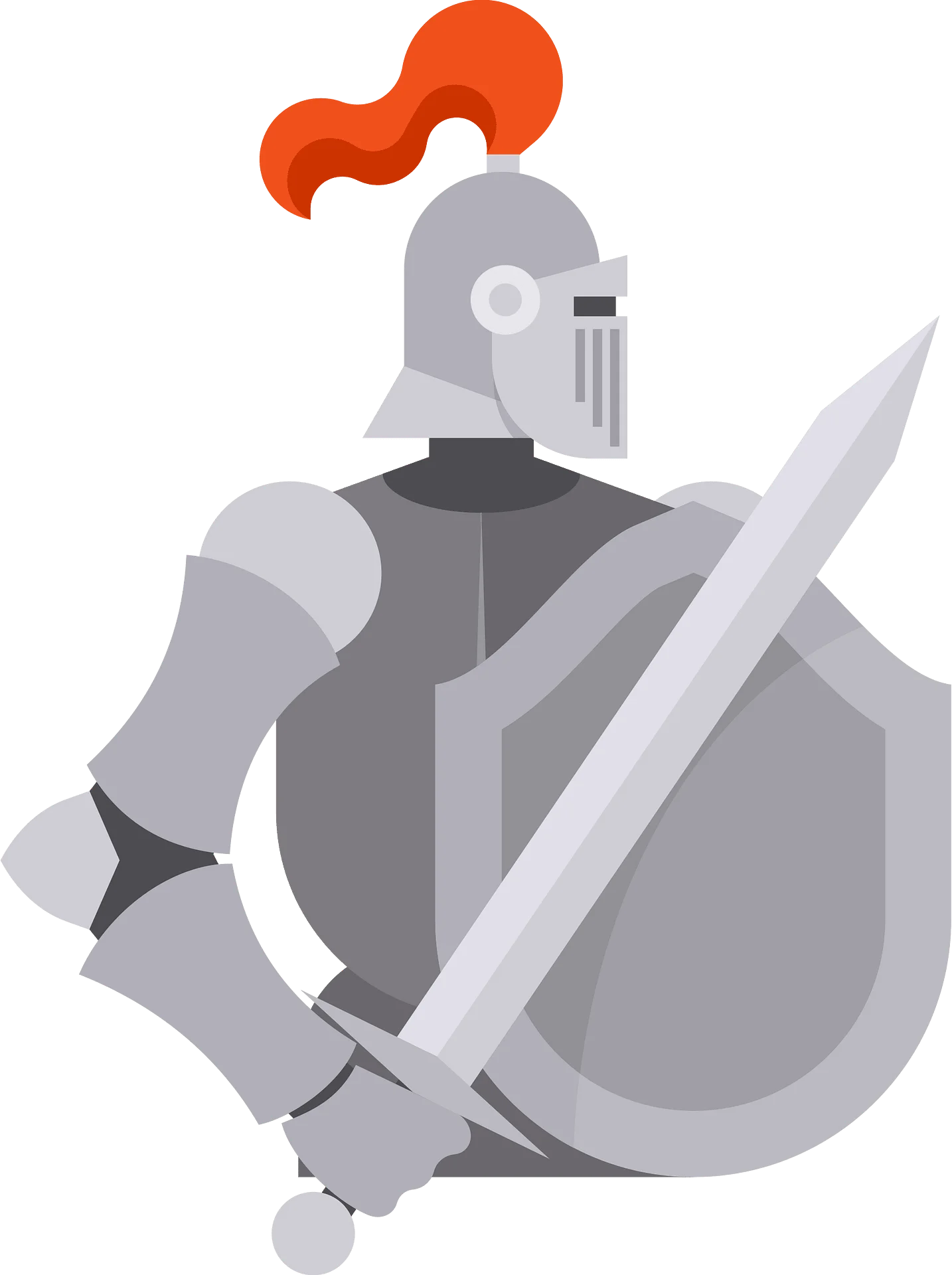 Medieval Armored Knight with Sword and Shield Stylized Clipart Illustration
