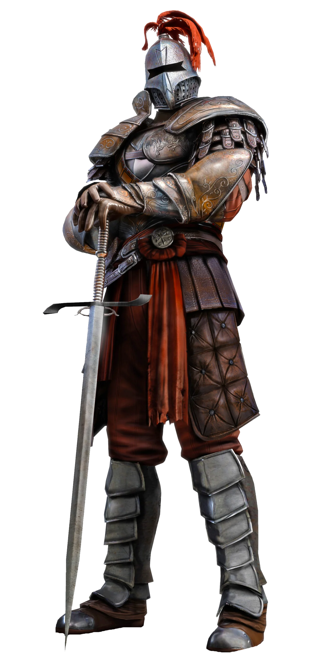 Medieval Armored Warrior Clipart: Detailed Metallic Knight Standing Resolute